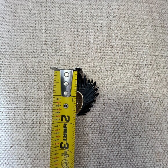 Vintage 1960s Black Enamel Gold Tone Spiral Feather Brooch Pin 2” 19.6g Retro - Picture 5 of 8